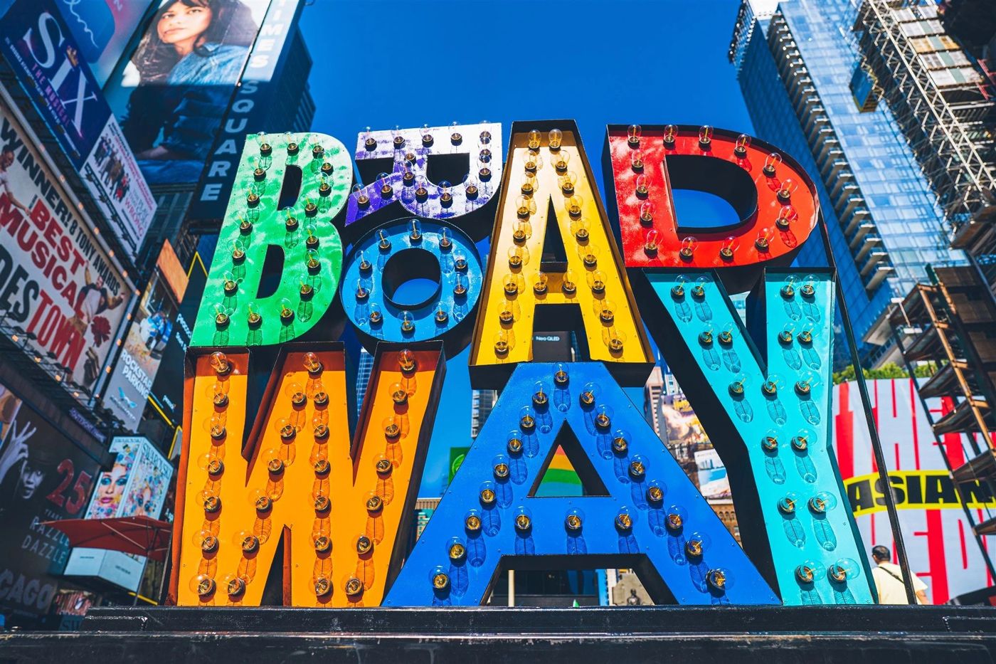 Colorful marquee-light Broadway sign in Times Square